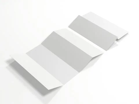 Blank white four folded map mockup isolated on white background. Mock up temp 스톡 일러스트