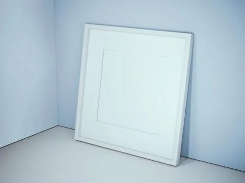 Blank white frame in blue studio 库存插图