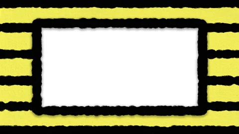 Blank white frame on a yellow and black stripy painted background Stock Footage 147328400