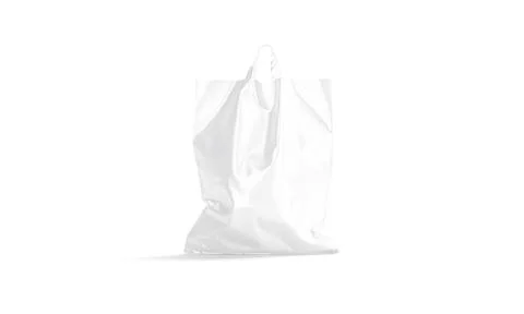 Blank white full loop handle plastic bag mockup, front view Illustrazione stock