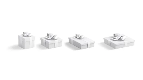 Blank white gift box ribbon mockup, looped rotation, different size Vídeo Stock 165603445