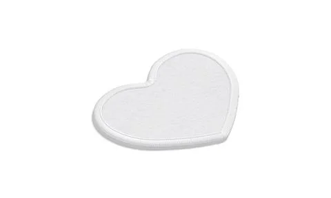 Blank white heart embroidered patch mock up lying, side view Illustrazione stock