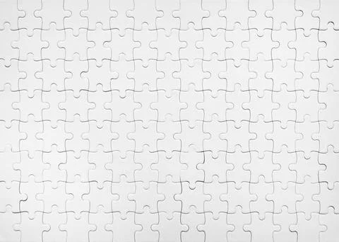 Blank white jigsaw puzzle pattern as mockup background Foto stock