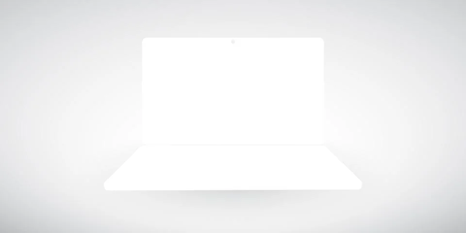 Blank White Laptop Computer Mock Up, Vector Background Illustration Stock Illustration