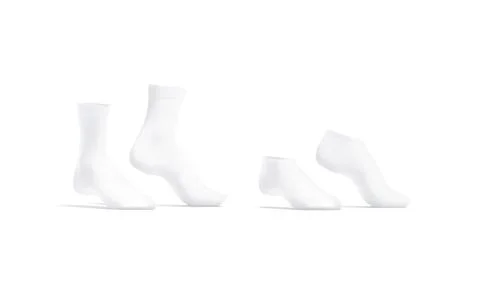 Blank white long, low cut socks pair on tiptoe mockup イラスト素材