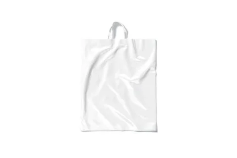 Blank white loop handle plastic bag mockup, top view Illustrazione stock