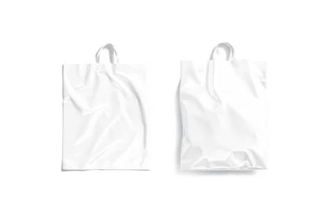 Blank white loop handle plastic bag mockup, top view Illustrazione stock