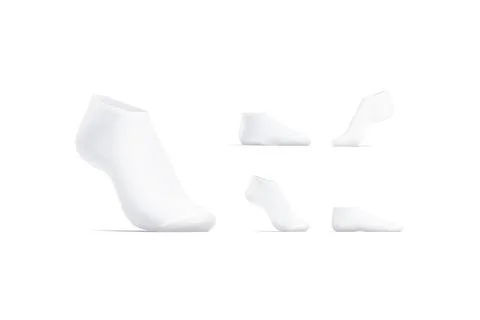 Blank white low cut socks mockup stand, different views イラスト素材