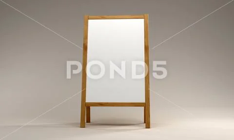 Blank white metallic outdoor Advertising board A stand mockup 3d Rendered PSD Template