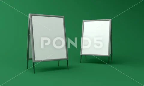 Blank white metallic outdoor Advertising board A stand mockup 3d Rendered PSD Template