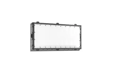 Blank white narrow rectangle stretching banner black grip frame mockup, Stock Illustration