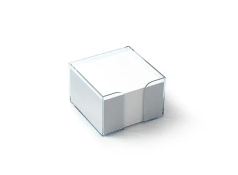 Blank white note paper block plastic holder mockup Stock Illustration