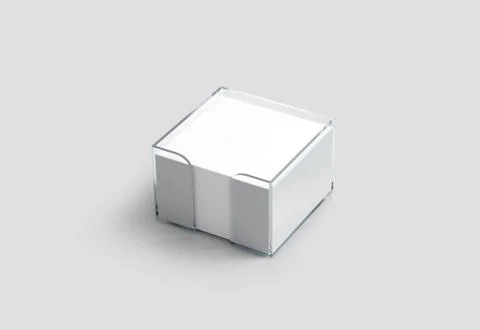 Blank white note paper cube plastic holder mockup Stock Illustration
