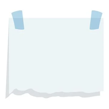 Blank white note paper with torn edges hanging on blue tape Stock Illustration