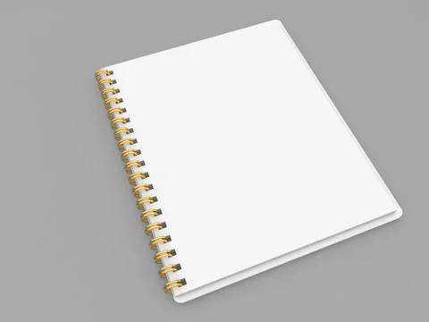 Blank white notepad on gray background. Stock Illustration