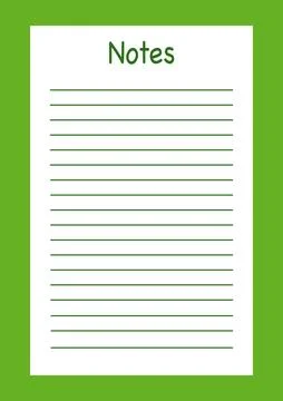 Blank white notes page with green lines, on a green background, vector イラスト素材
