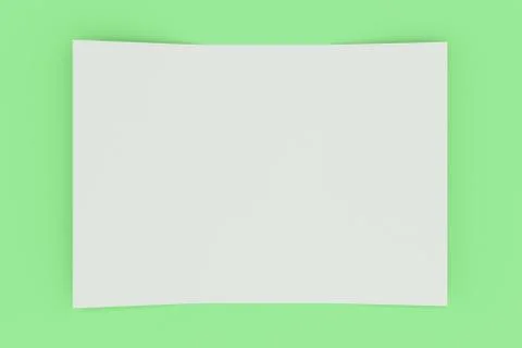 Blank white open three fold brochure mockup on green background Stock Illustration