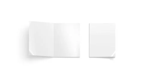 Blank white opened and closed a4 magazine mockup, top view, Stock Illustration