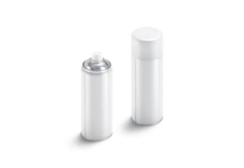 Blank white opened and closed spray can mock up, isolated Illustrazione stock