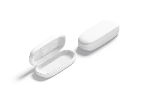 Blank white opened and closed glasses case mockup, side view Illustrazione stock