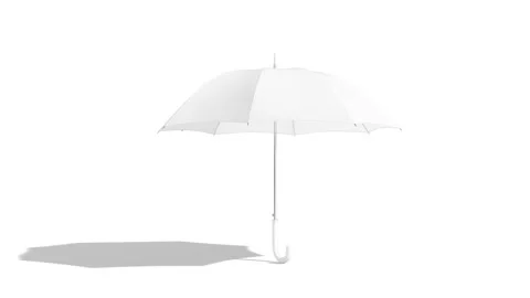 Blank white opened umbrella mock up stand, looped rotation Stock Footage 163211789
