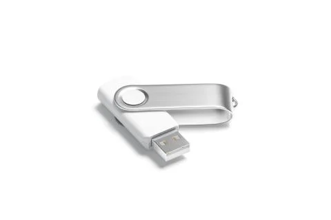 Blank white opened usb stick mockup, side view 写真素材