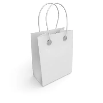 Blank white package with handles small size for goods and products Stock Illustration