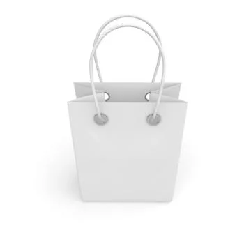 Blank white package with handles small size for goods and products Stock Illustration