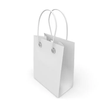 Blank white package with handles small size for goods and products Stock Illustration