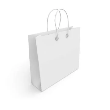 Blank white package with handles small size for goods and products Stock Illustration