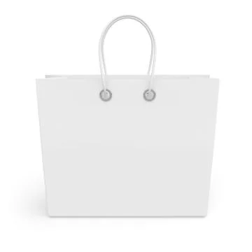 Blank white package with handles small size for goods and products Stock Illustration