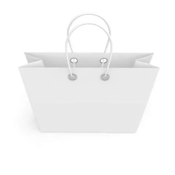 Blank white package with handles small size for goods and products Stock Illustration