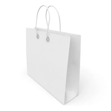 Blank white package with handles small size for goods and products Stock Illustration