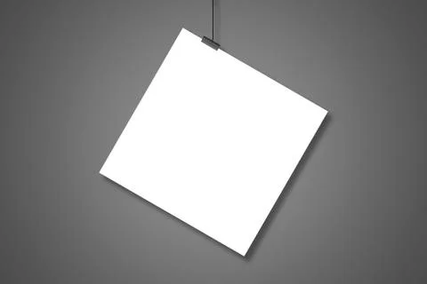 Blank white page hanging on the two clothespins with a string. Isolated on .. Foto stock