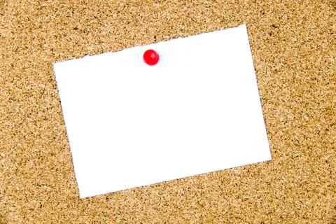Blank white paper note pinned on cork board Stock Photos
