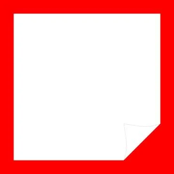 Blank White Paper with Red Border and Curled Corner Illustrazione stock