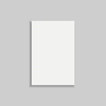 Blank white paper sheet with drop shadow realistic template on grey Stock Illustration