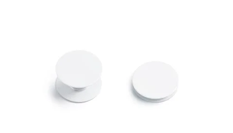 Blank white phone pop socket mock up, isolated, top view Stock Photos