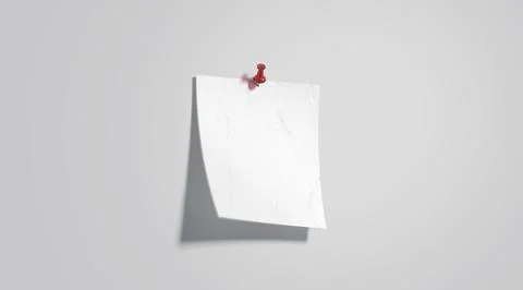 Blank white pinned paper note mockup, depth of field Stock Illustration