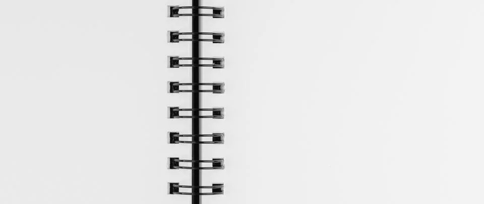 Blank white plain paper texture with wire binding for minimalist graphic desi Stock Photos