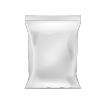 Blank White Plastic Bag Snack Packaging Isolated Stock Illustration