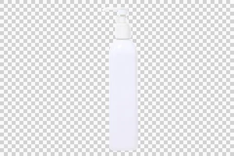 Blank white plastic bottle with pump dispenser on transparent background Foto stock