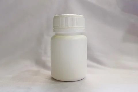 Blank White Plastic Bottle for Supplements and Pills Stock Photos