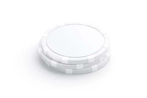 Blank white plastic round chip mockup stack, side view Stock Illustration