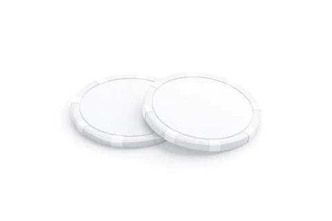 Blank white plastic round chip mockup pair, side view Illustrazione stock