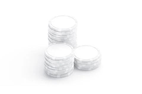Blank white plastic round chip mockup stack, side view Stock Illustration