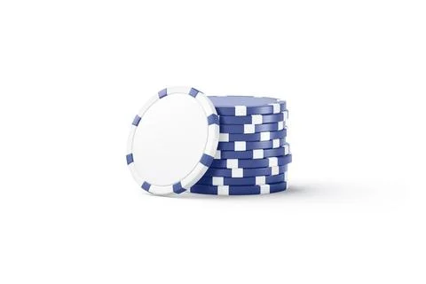 Blank white plastic round chip mockup stand with blue stack Stock Illustration