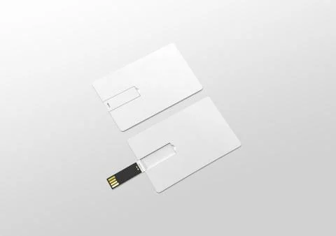 Blank white plastic wafer usb card mockup lying, opened closed 스톡 일러스트