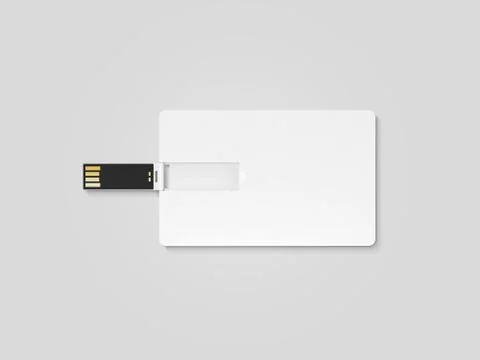 Blank white plastic wafer usb card design mockup, clipping path, 스톡 일러스트