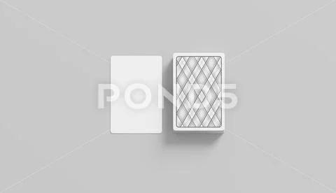 Blank white playing card with deck stack mockup, isolated Stock Illustration